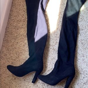 Black suede over the knee boots